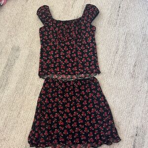 Art Class Black and Red Floral Kids Matching Set